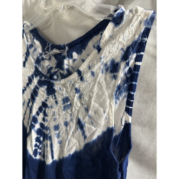 Advance Apparels One Size Tie-dye Blue White Cover Up Tank Top Summer Vacation - Picture 3 of 7